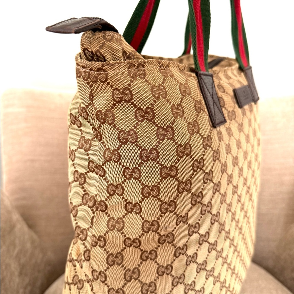 Authentic Gucci Sherry Line Tote Bag Shopper brown monogram canvas large - Picture 9 of 16